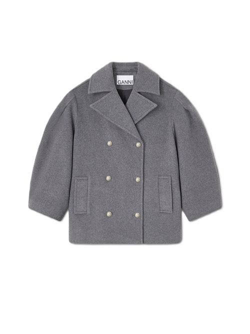 Cappotto corto in lana grigia Ganni Ganni | W0930205 PEWTER